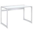 thumbnail image 1 of Hartford 47-inch Glass Top Writing Desk Chrome, 1 of 10