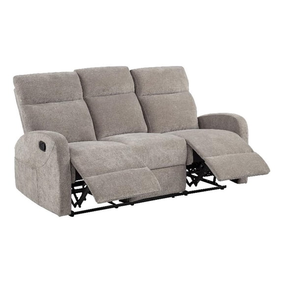 Coaster Hamilton Chenille Upholstered Manual Reclining Sofa in Sand