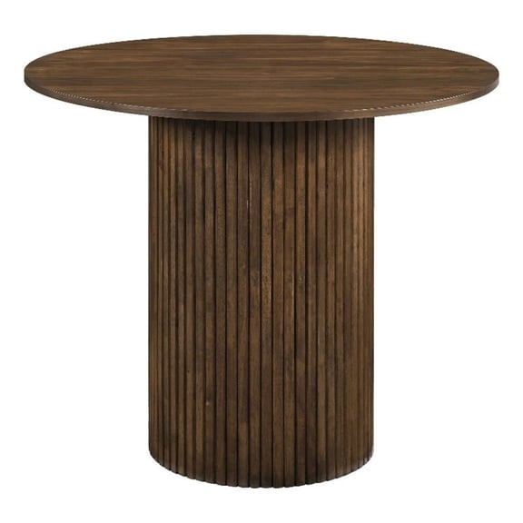 Coaster Hamlyn Round Fluted Wood Counter Height Dining Table in Walnut