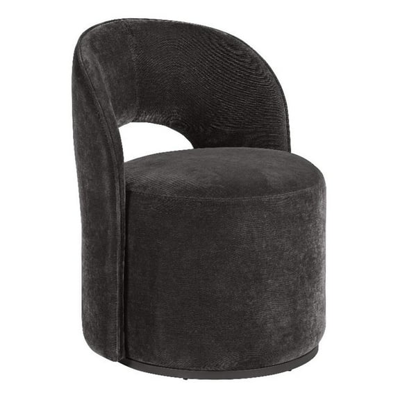 Harjo Velvet Upholstered Swivel Accent Chair Charcoal Grey