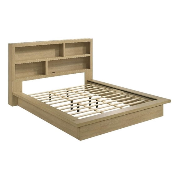 Coaster Hendricks California King Wood Bookcase Platform Bed in Light Oak