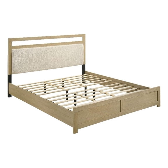 Coaster Hendricks Transitional Eastern King Wood Platform Bed in Light Oak