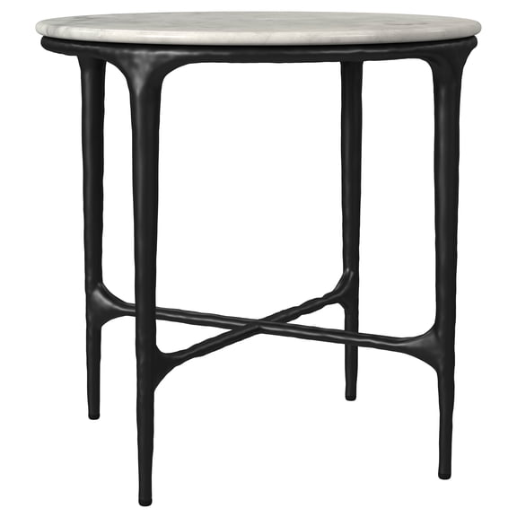 Coaster Hermas Round Genuine Marble Top Metal End Side Table, White