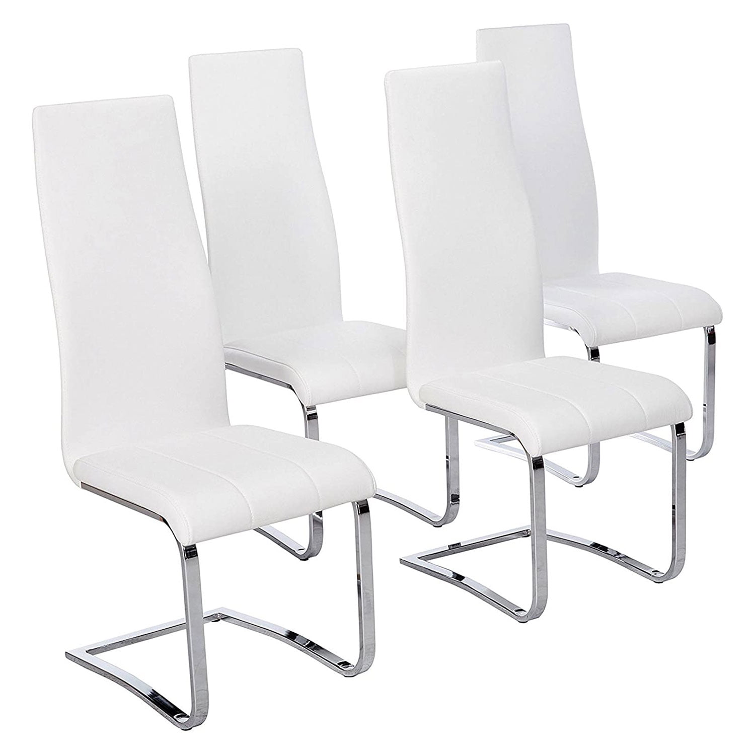 Coaster High Back Faux Leather Dining Chairs in White - Walmart.com