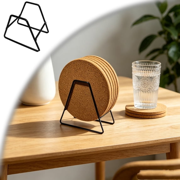 Coaster Holder 3.1 Inch Iron Metal Coaster Organizer Stand for Storage of Round and Square Coasters(Black)