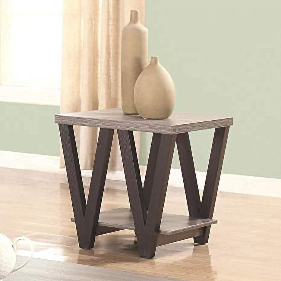 Transitional Black and Gray Wood Rectangular End Table