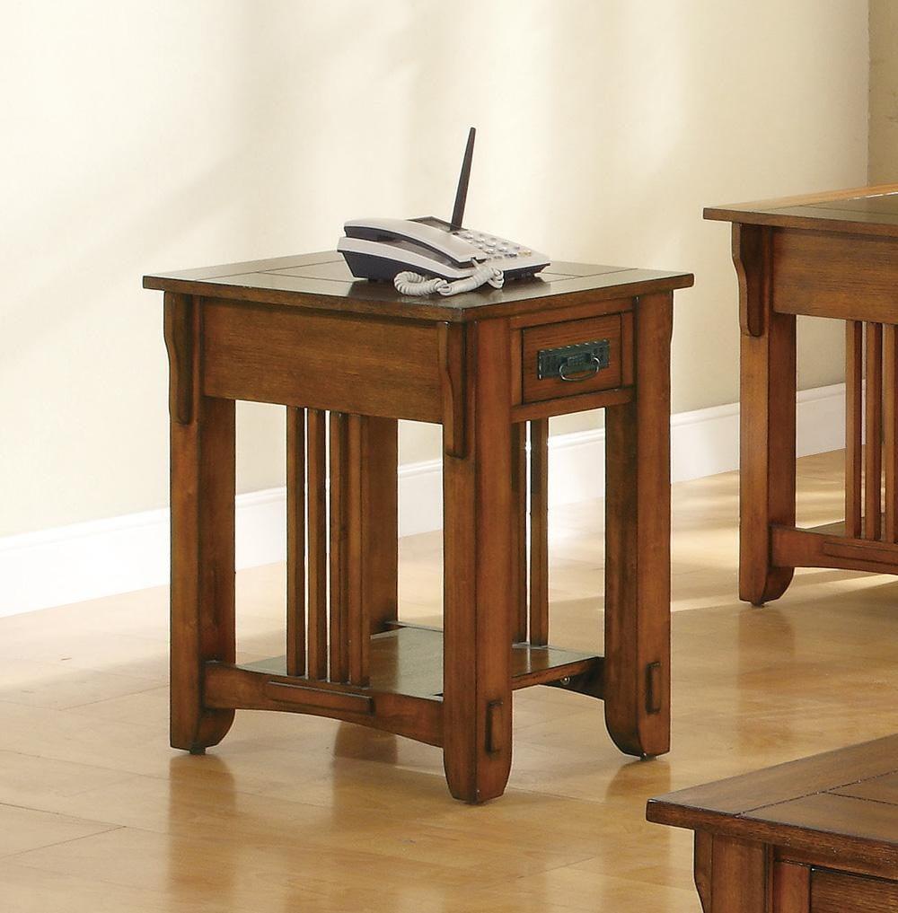 Coaster Home Furnishings Colton Drawer Side Table with Shelf Warm Brown