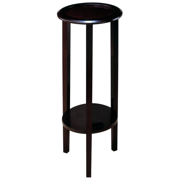 Coaster Home Furnishings - Kirk - Wood - 12-Inch Round Plant Stand with Lower Shelf, Straight Legs - Transitional Style - Living Room or Entryway - Espresso - 900936