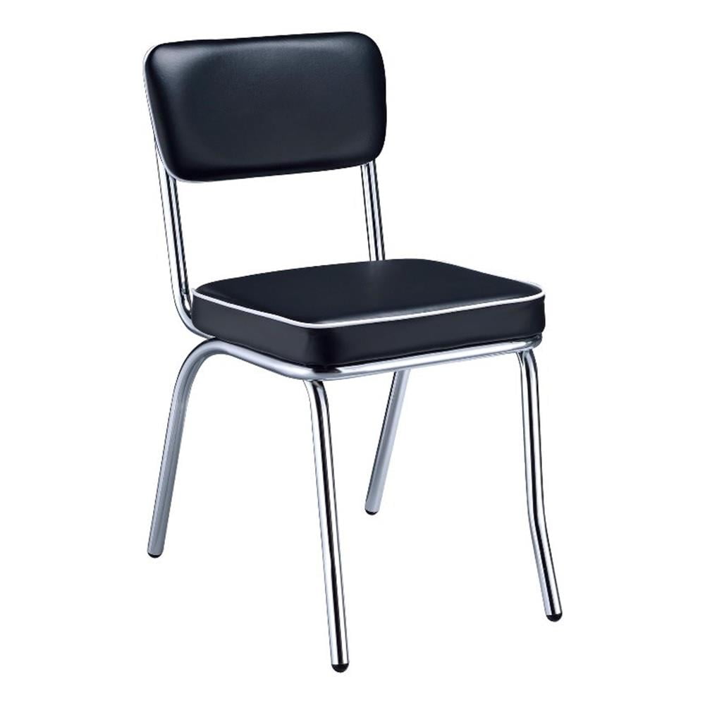 Coaster Home Furnishings Retro Dining Chairs, Black and Chrome, Set of 2