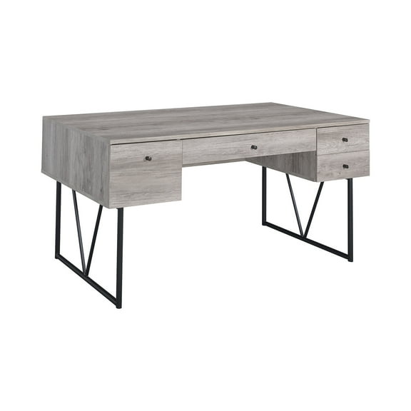Analiese 4-drawer Writing Desk Grey Driftwood