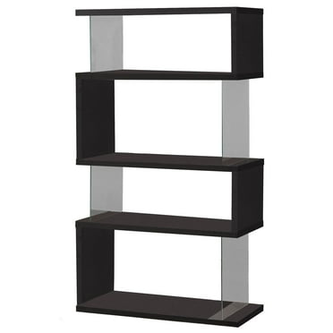 Coaster 4-Shelf Asymmetrical Snaking Contemporary Wood Bookcase in Black