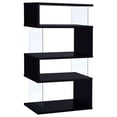 thumbnail image 1 of Emelle 63-inch 4-shelf Glass Panel Bookshelf Black, 1 of 9