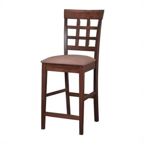 Coaster Hyde 24" Wheat Back Counter Stool with Fabric Seat in Walnut