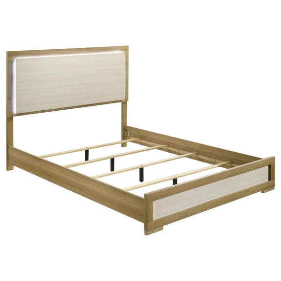 Hyland Queen Panel Bed LED Headboard Natural