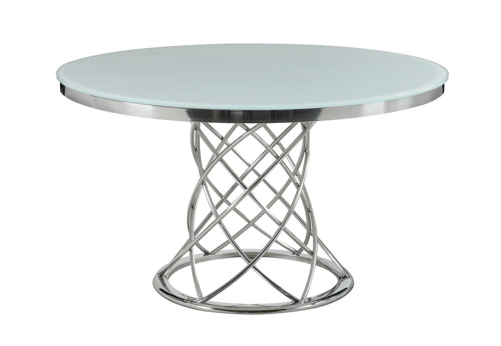 Helix-Inspired Contemporary Round Glass Dining Table for Six