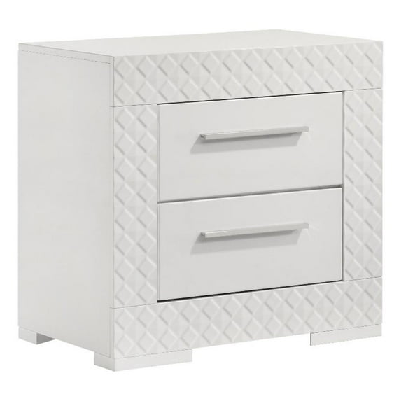 Ives 2-drawer Nightstand Bedside Table White High Gloss