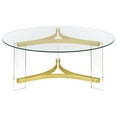 thumbnail image 1 of Janessa Round Glass Top Acrylic Leg Coffee Table Matte Brass, 1 of 2