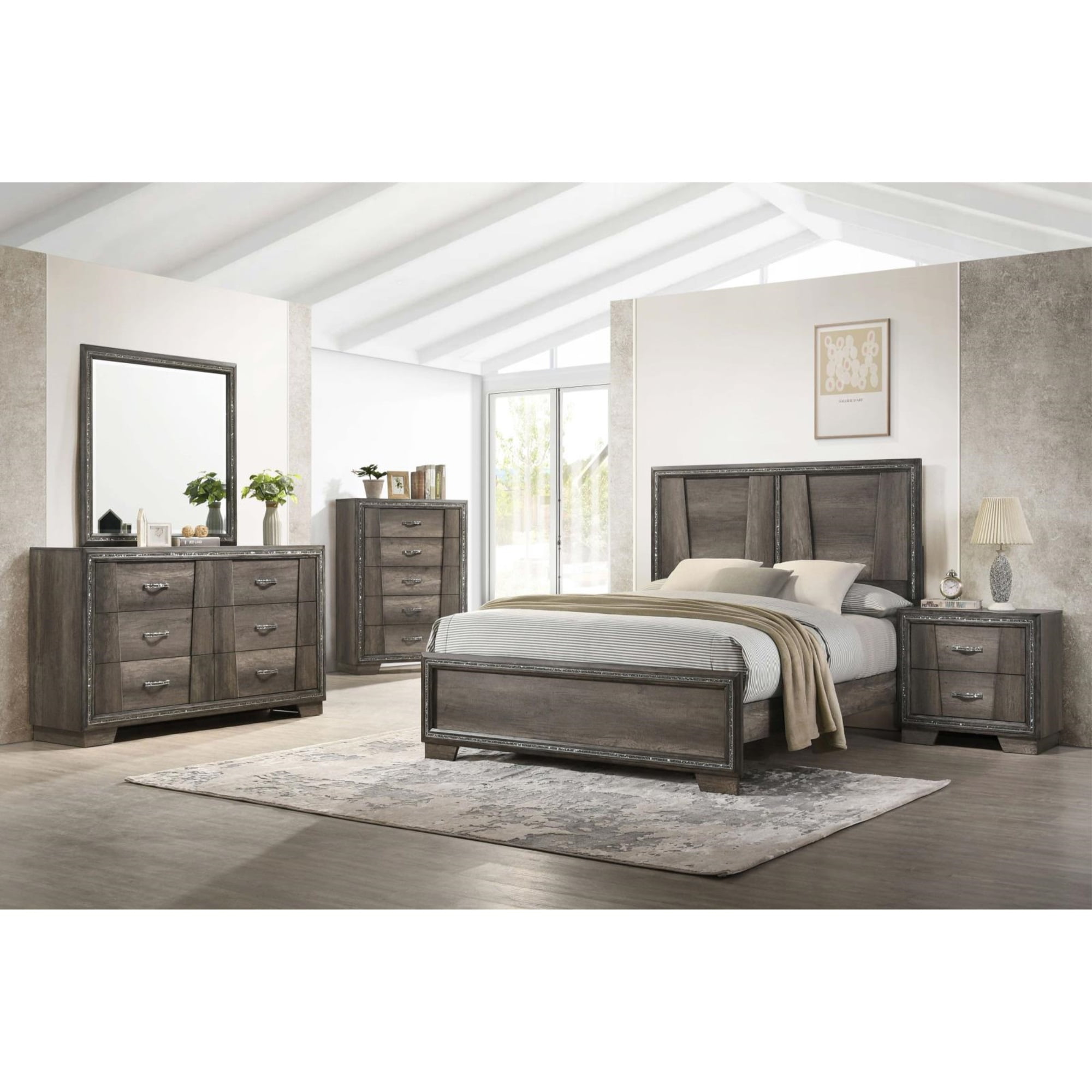 Coaster Janine 5piece Transitional Wood Frame Eastern King Bedroom Set