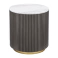 thumbnail image 1 of Jason Round Marble Top Side End Table White and Charcoal, 1 of 7
