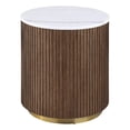 thumbnail image 1 of Coaster Jason Round White Marble Top Drum Base Side End Table in Honey Brown, 1 of 6