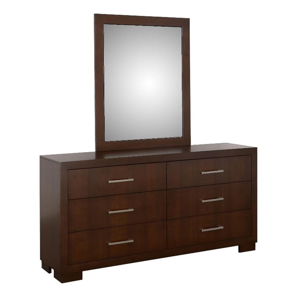 Cappuccino 6-Drawer Dresser with Mirror and Felt Lined Drawer