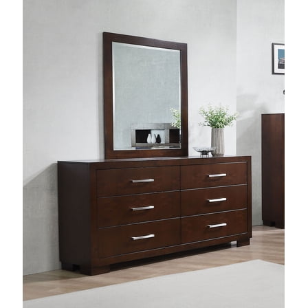 Jessica 6-drawer Dresser with Mirror Cappuccino