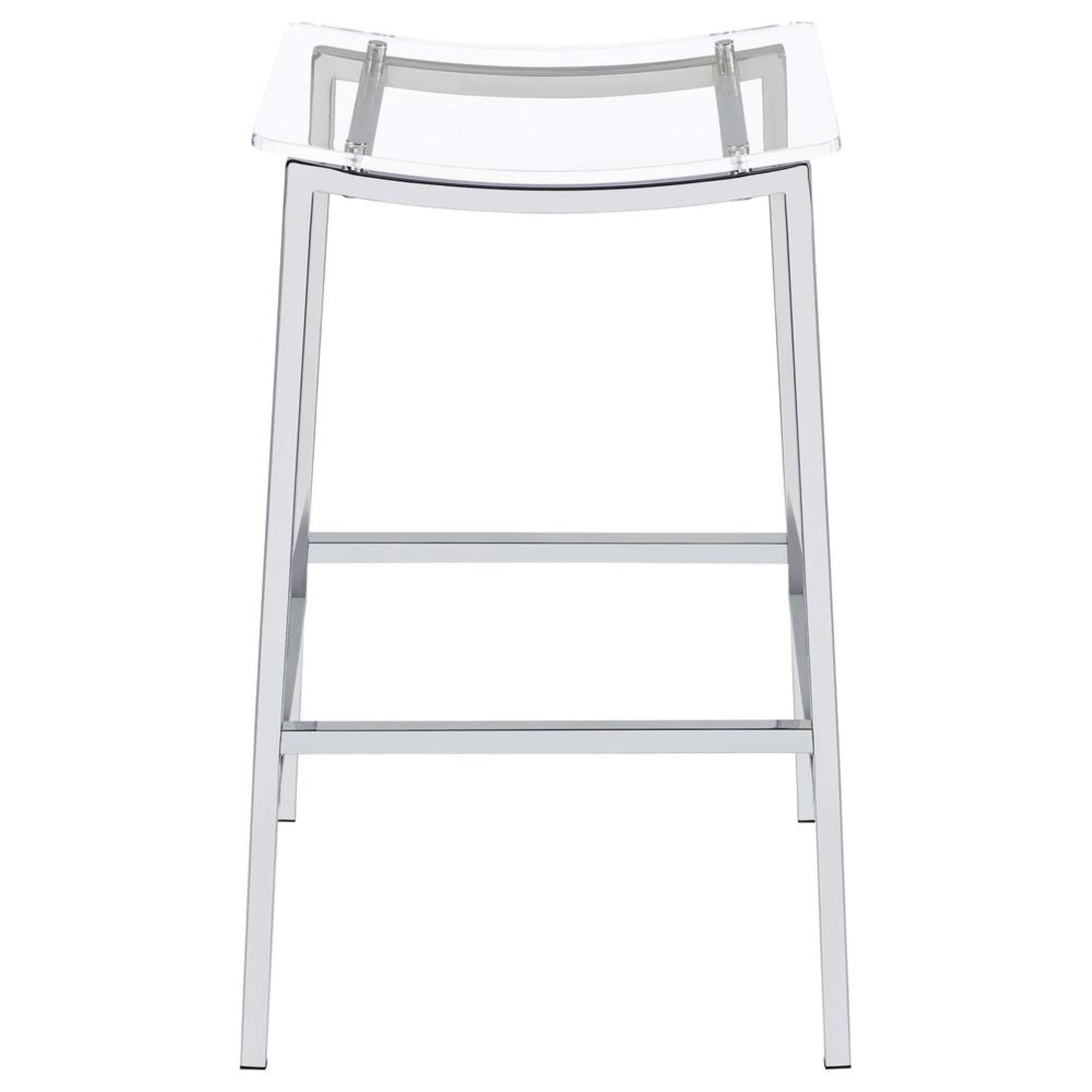 Jovani 29" Clear Acrylic and Chrome Backless Bar Stools Set