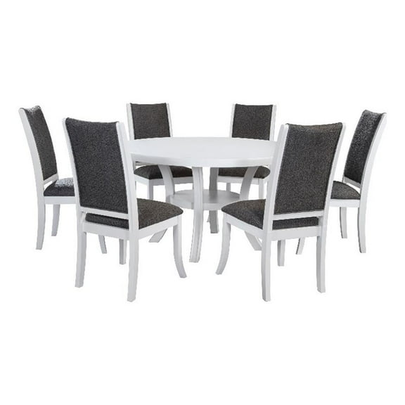Judd 7-piece 54-inch Round Wood Dining Table Set Pearl White