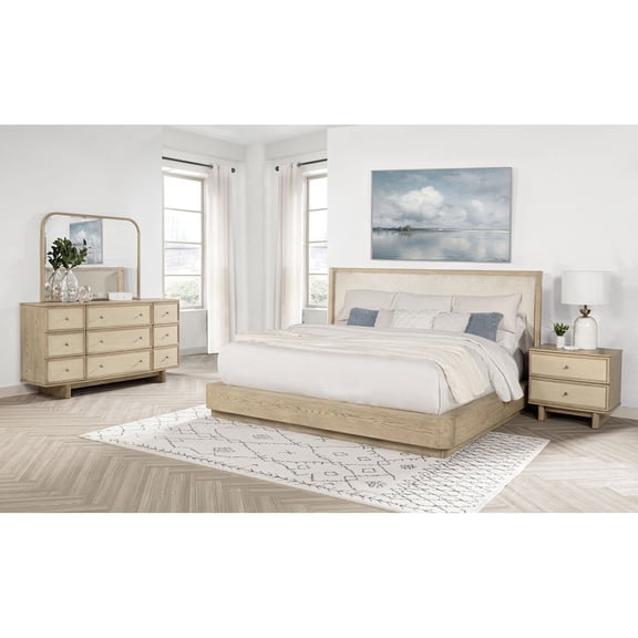 Kailani 4-piece Eastern King Bedroom Set Beige Oak