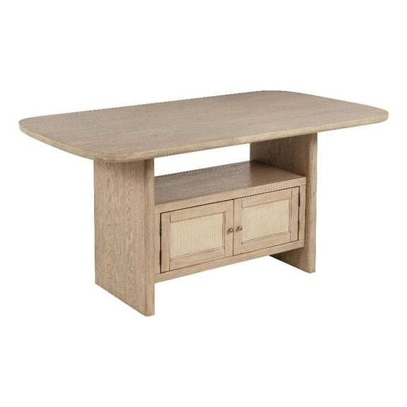 Kailani Cane Counter Height Storage Dining Table Beige Oak