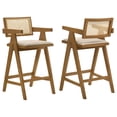 thumbnail image 1 of Kane Woven Rattan Wood Bar Chair Light Walnut (Set of 2), 1 of 14