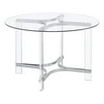 thumbnail image 1 of Keeling 47-inch Round Glass Top Acrylic Dining Table Chrome, 1 of 7