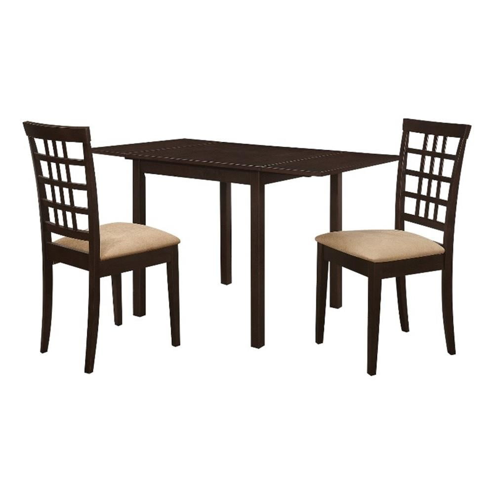 Cappuccino and Tan 3-Piece Drop Leaf Dining Set