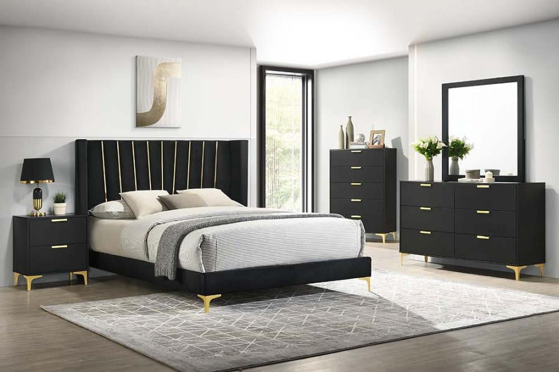 Coaster Kendall 5-piece Wood Upholstered Tufted Queen Bedroom Set Black