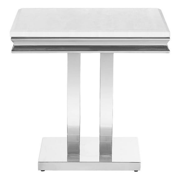Coaster Kerwin Metal U-base Square End Table White and Chrome