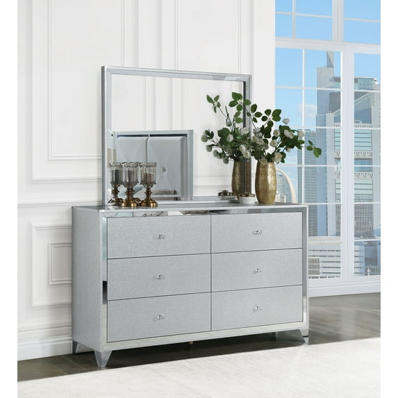 Coaster Larue 6-drawer Rectangular Wood Dresser with Mirror Silver