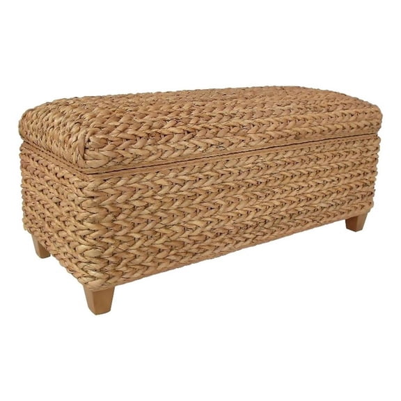 Coaster Laughton 18.5" Hand-Woven Banana Leaf and Wood Storage Bench in Natural