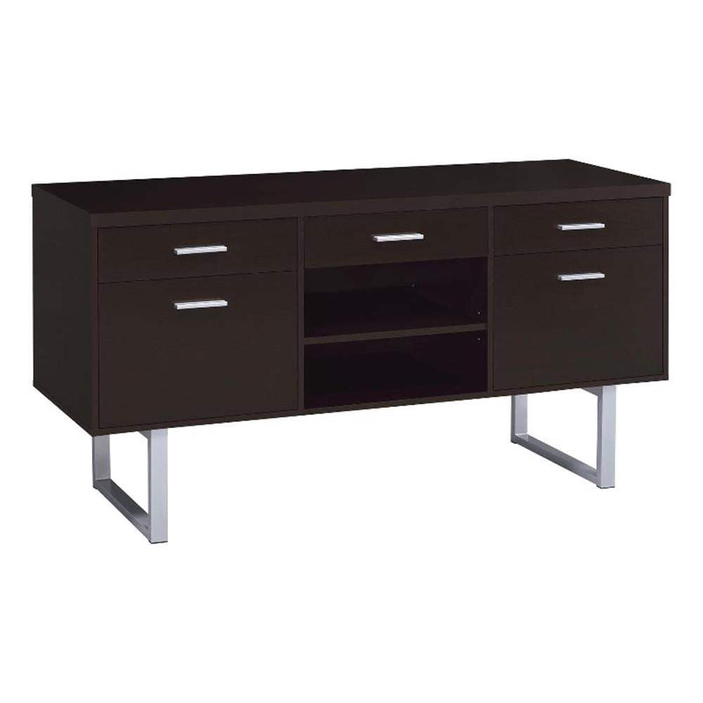 Contemporary 60'' Brown Home Office Desk with Filing Cabinet