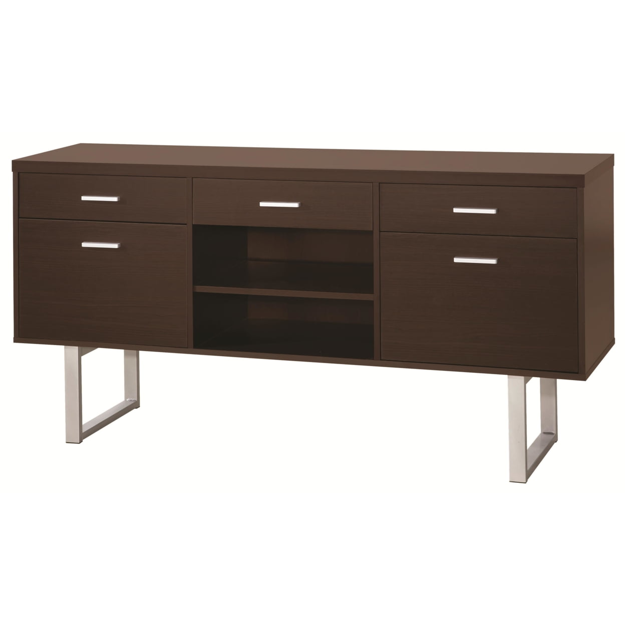 Contemporary 60'' Brown Home Office Desk with Filing Cabinet