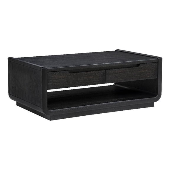 Coaster Leandro Rectangular Wood Cocktail Coffee Table in Burnished Black