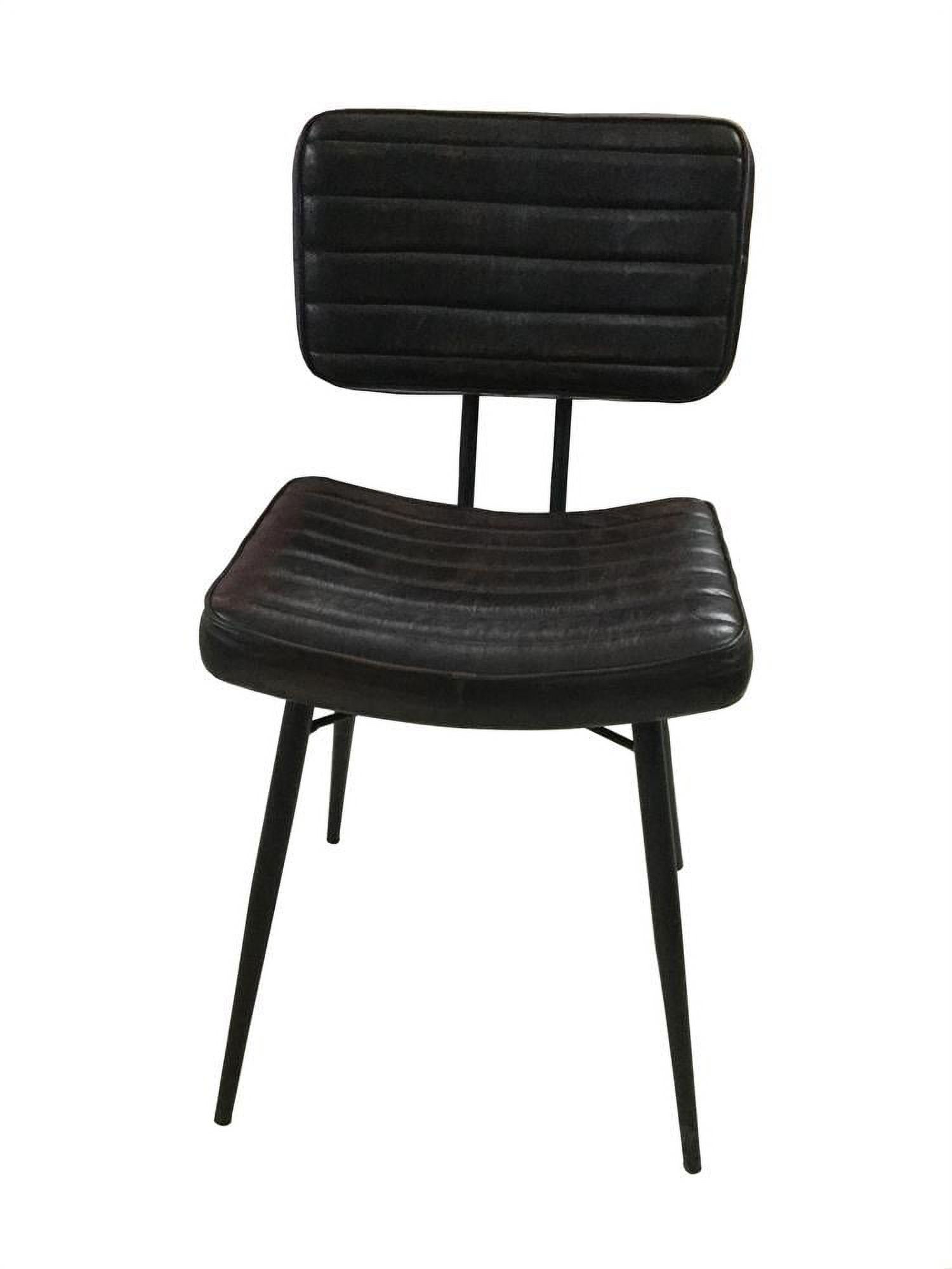 Espresso Leather Upholstered Side Chair with Metal Legs