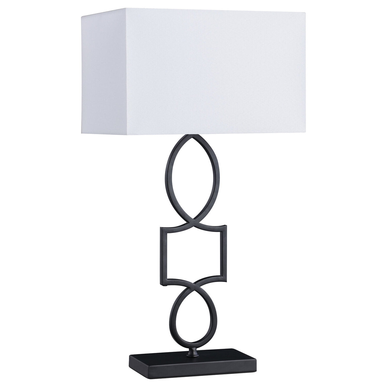 Leorio Black Metal Table Lamp with White Rectangular Shade