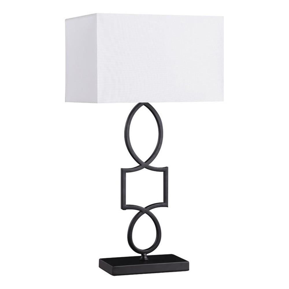 Coaster Leorio Metal Rectangular Shade Table Lamp White and Black