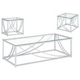 thumbnail image 1 of Lille 3-piece Glass Top Coffee And End Table Set Chrome, 1 of 6