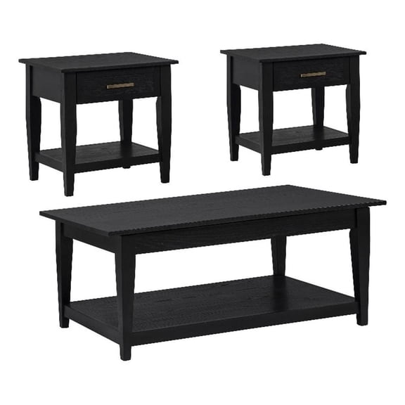 Coaster Lindenton 3-Piece Wood Lift-Top Coffee Table Set in Black