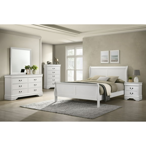 Louis Philippe 5-piece Queen Bedroom Set White