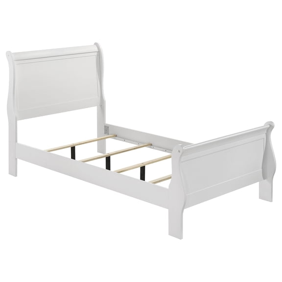 Louis Philippe Wood Twin Sleigh Panel Bed White