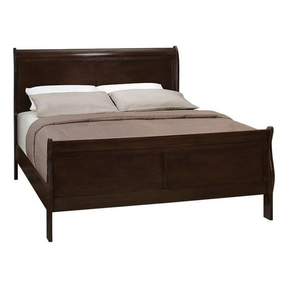 Louis Philippe Queen Panel Sleigh Bed Cappuccino