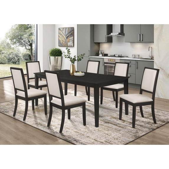 Coaster Louise 7-Piece Rectangular Extension Leaf Dining Set, Black