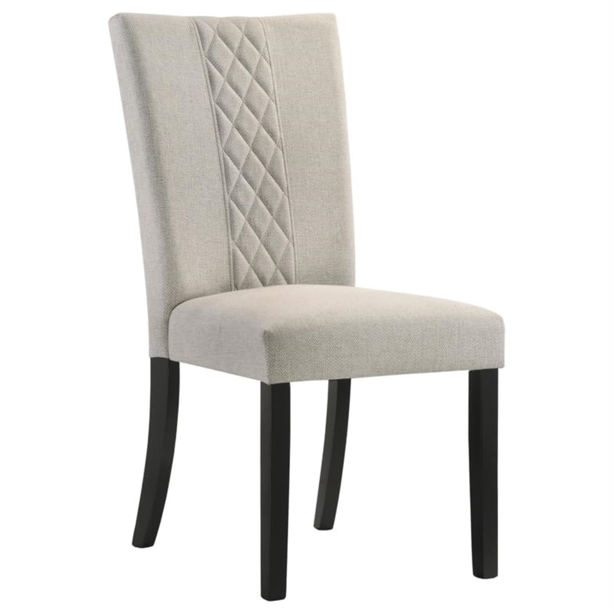Beige Upholstered Side Chair with Black Legs